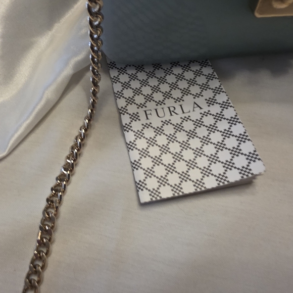 Furla Blue Mini Jelly Top-Handle Bag with Pearl Butterfly Detail - Picture 12 of 16